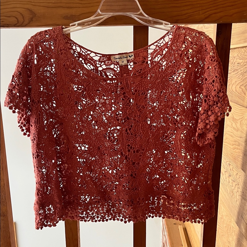 Crochet Lace Crop Top - soft pink